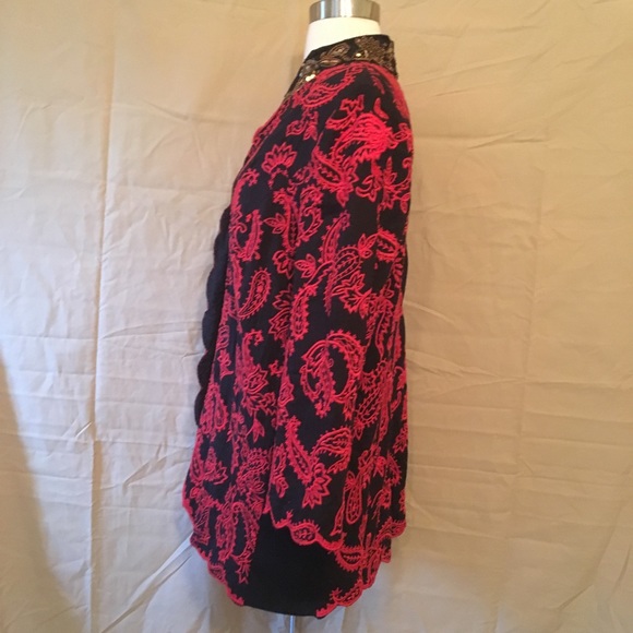 Chico’s Collectibles Red Black Embroidered Jacket - Picture 8 of 8